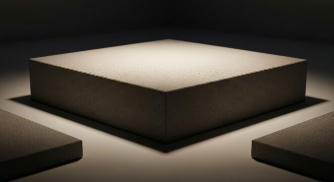 A textured concrete display plinth with subtle aggregate details, presented on a minimalist stand for showcasing objects.