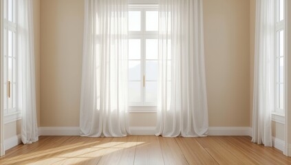 Fototapeta premium Curtains for a vacant room.