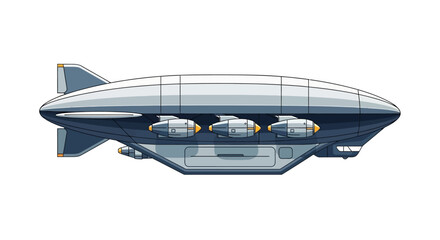 Futuristic steampunk airship illustration isolated on white background © Jaya