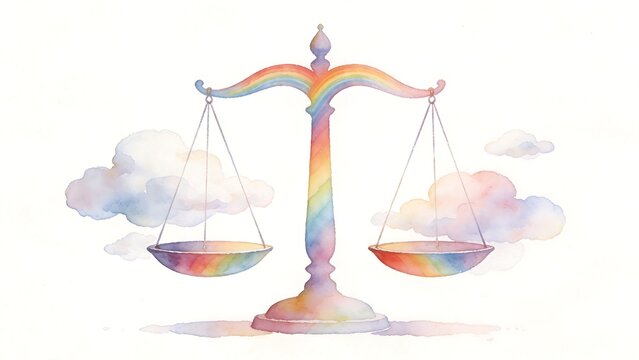 Rainbow scale with clouds