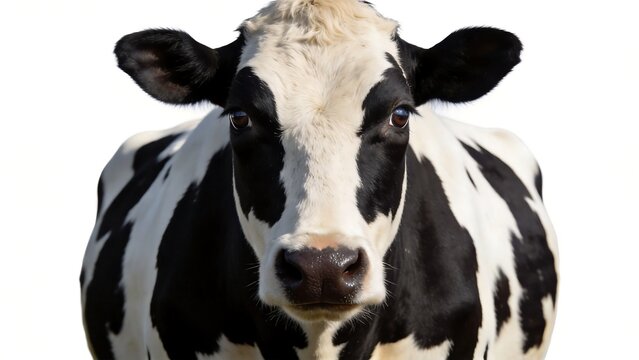 Black and white cow facing camera