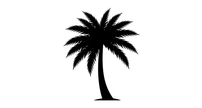 Palm Tree Black Silhouette Icon Vector Illustration Isolated