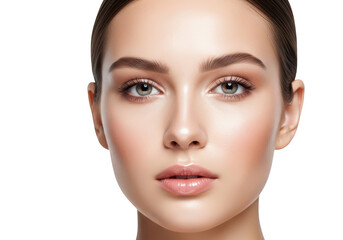 Obraz premium Beautiful woman's face detailed eyes makeup isolated on transparent background