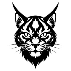 Fototapeta premium Stylized Black and White Bobcat Head Illustration.