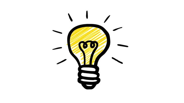 simple light bulb line icon animation minimal design - Minimal line animation of a light bulb icon with clean strokes, representing simple and modern idea visualization.