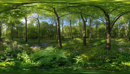 Summer HDRI panorama of a European forest