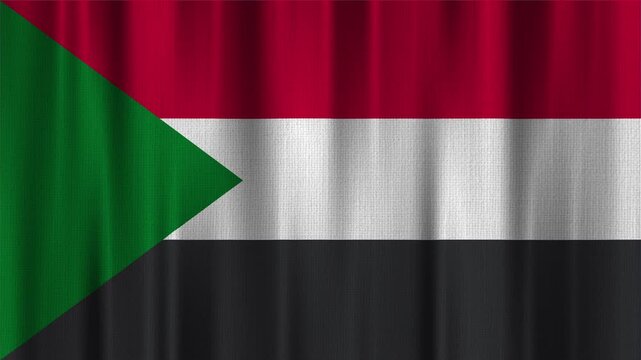 Sudan flag waving in the wind with high quality fabric texture