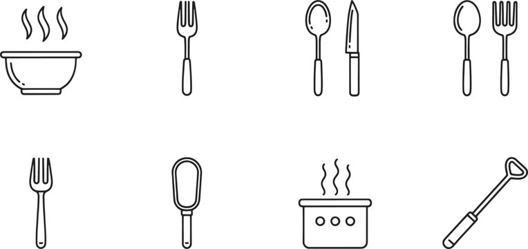 Black and white of kitchen utensils and tools spoon