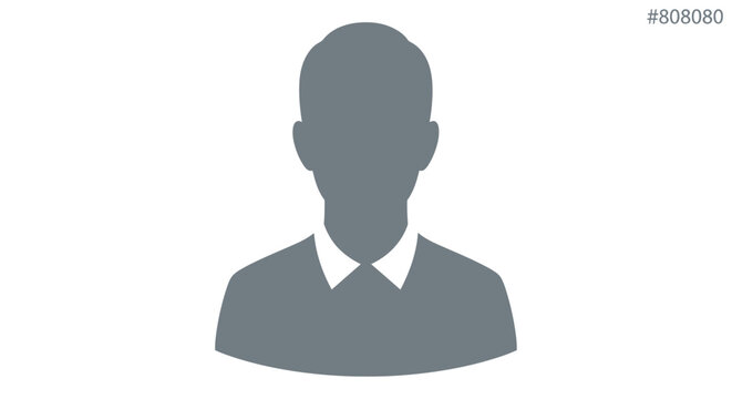 Simple gray avatar profile icon, symbolizing a default user, anonymous person, or a generic account placeholder for digital platforms