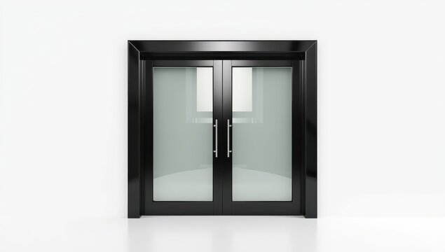 isolated black metal door frame on white