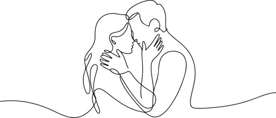 Continuous one line drawing couple in love. Woman and man. one line art icon drawing vector © MDROBIUL