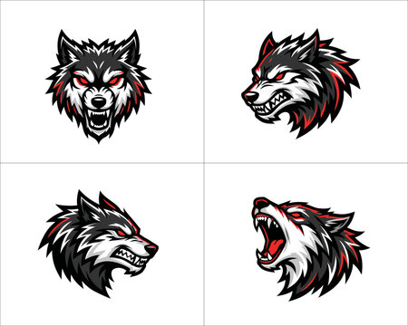 Fierce Dire Wolf Head Mascot Logo Collection in Esports Style