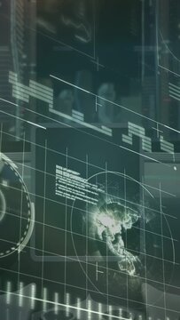 Vertical video: HUD starting on pulse, panels moving, radar rotating, bars updating to monitor