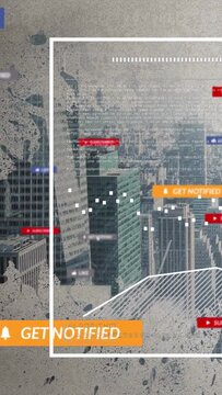 Vertical video: GET NOTIFIED banner sliding starting UI to notify skyline showing green mid badges