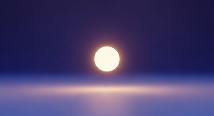 Obraz premium Luminous orb over horizon, abstract serene background with subtle glow and gradient sky
