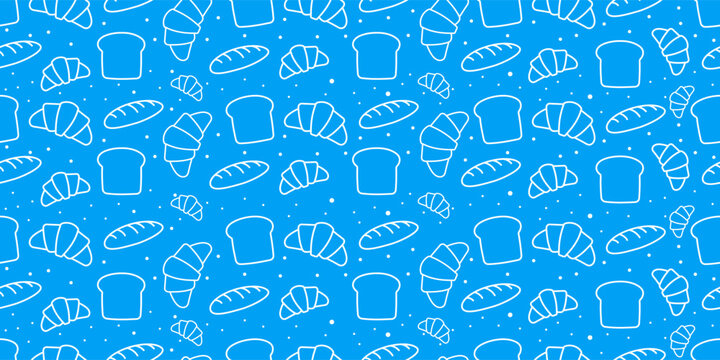 Bread with tiny flour specks pattern background. doodle bakery pattern background. bread seamless pattern background. bakery theme pattern.