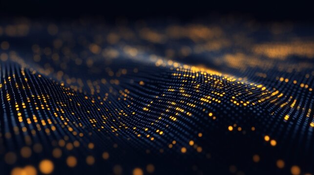 Abstract glowing digital waves of binary data representing futuristic big data and cyber networks.