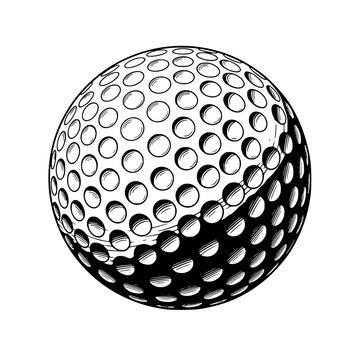 A golf ball with dimples on its surface Vector, illustration