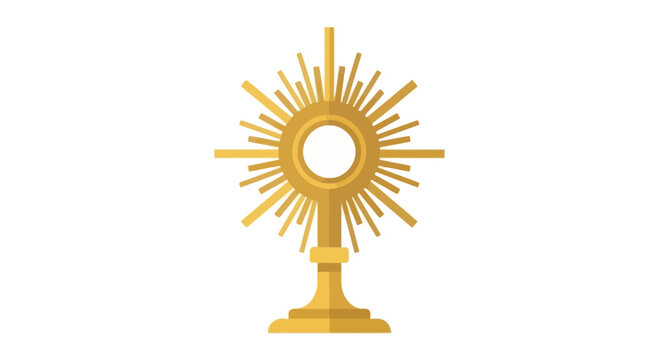 Golden Monstrance with Sunburst Rays - Catholic Eucharist Symbol