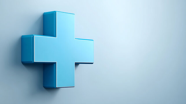 Blue medical cross on wall emphasizing speed, motion, and dynamic energy