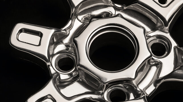 Closeup of a shiny metallic gear emphasizing precision, focus, and dedication