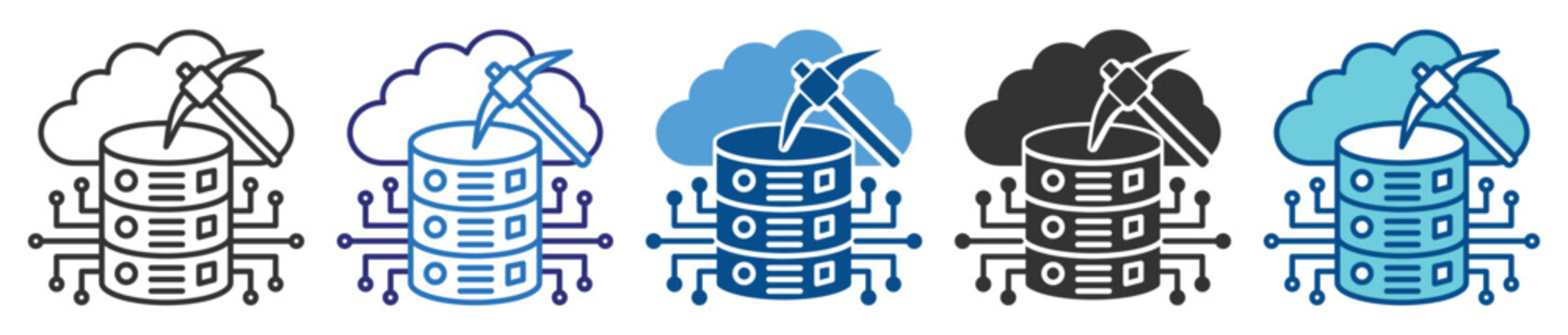 Data Mining icon set multiple style collection