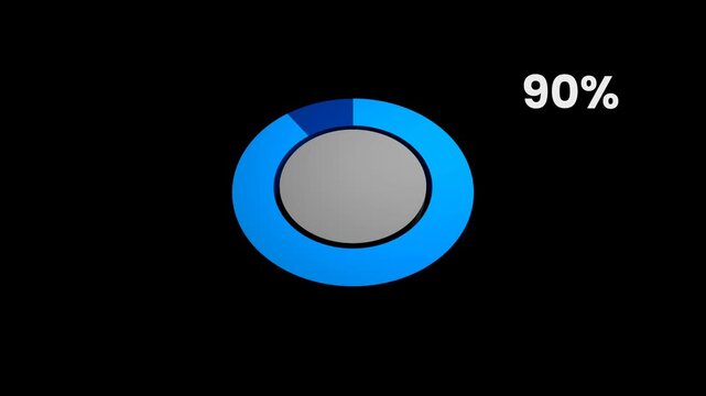3D Pie Chart 90 Percent Data Representation 4K Alpha Channel