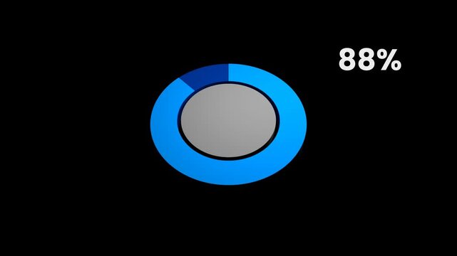 3D Pie Chart 88 Percent Data Representation 4K Alpha Channel