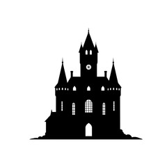 Obraz premium Medieval gothic castle silhouette vector illustration on white