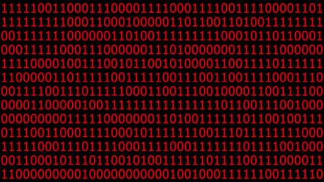 fast changing binary code - glitch effect. 4K video animation. binary code stream