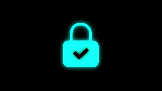 Abstract digital Security Lock Icon Animation: Cyber Protection, Data Privacy, Safe Network Access, VPN & Online Safety Loop. 4k motion graphics animation.