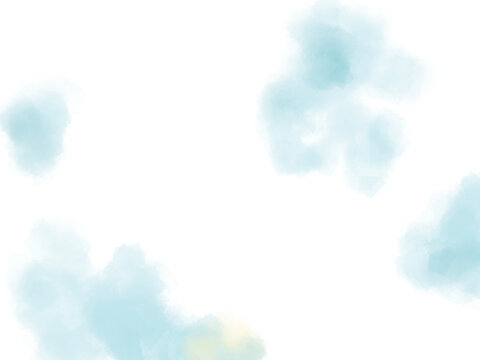 さわやかな夏の空のようなブルーのふんわり水彩の滲みテクスチャイラスト	