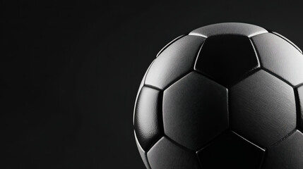 Obraz premium Soccer Ball's Shadow Play: A sleek soccer ball, dramatically lit against a dark backdrop, is poised for action. Emphasizing the ball's texture and form, creating a sense of anticipation and drama.