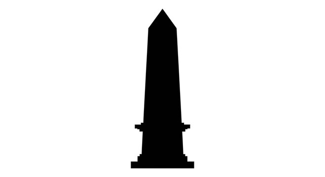 Black silhouette of a tall stone obelisk monument vector