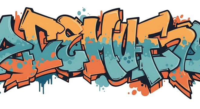 Colorful urban graffiti street art illustration on white background