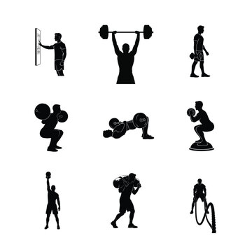 Boxing Stances and Defensive Combat Silhouettes Kickboxing and Mma Fighting Action Graphics
