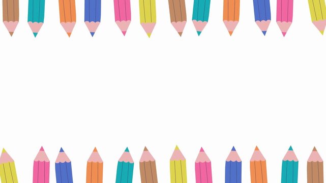 Colorful Animated Pencil Border Frame for Education and Art