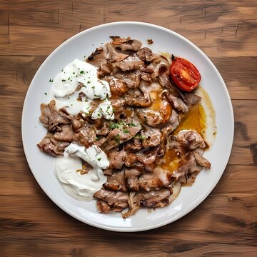 Top View Iskender Kebab Turkish Dish