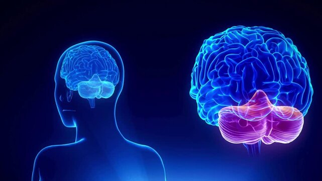 Human Brain Anatomy with Highlighted Cerebellum 3D Animation