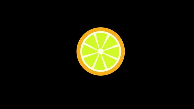 Juicy ripe orange slice icon loop on alpha channel