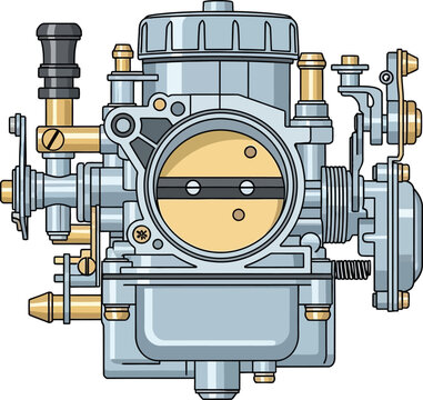 Detailed Illustration of a Carburetor for Engine Fuel Delivery.