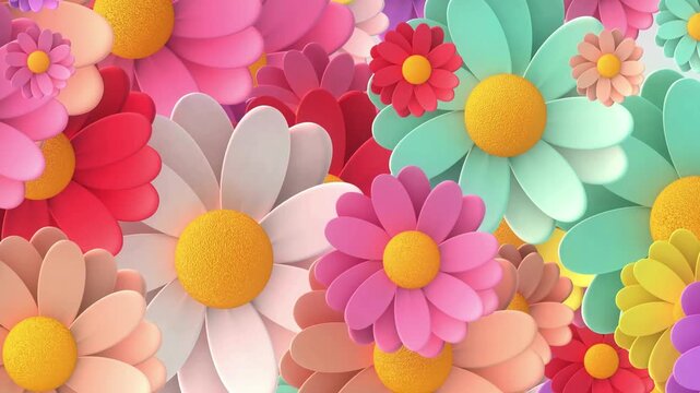 Colorful 3D Daisy Flower Background Animation