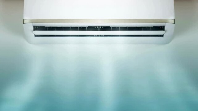 Modern Split System Air Conditioning Unit Blowing Cool Air