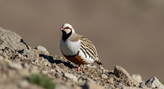 Rock Partridge Standing on Stones in Natural Habitat