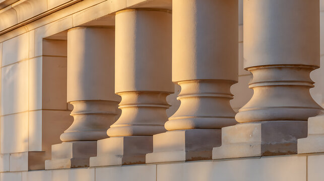 Stone columns on building facade emphasizing family bonds and togetherness