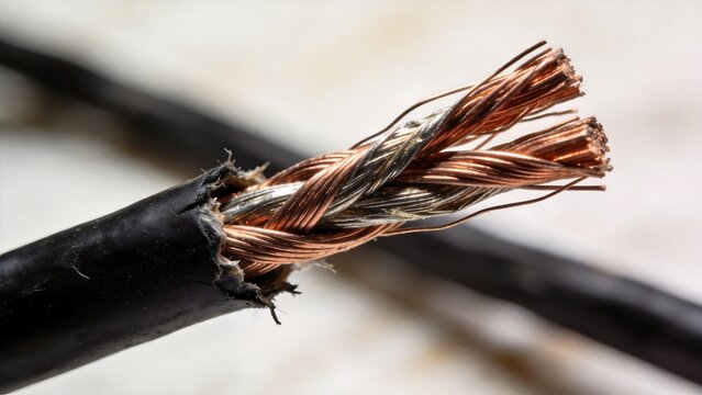 Exposed copper wires in cable