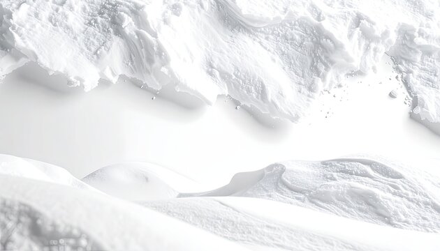 Abstract snowdrift forms against a bright white background.