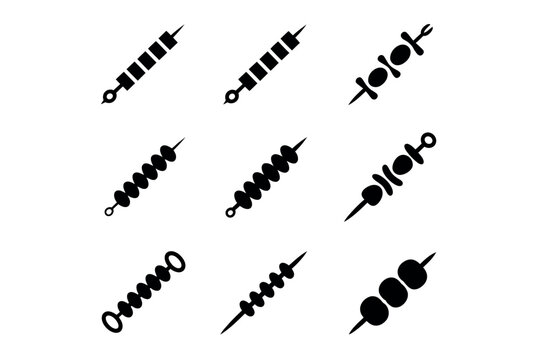 Skewers silhouette pattern seamless black vector illustration of barbecue skewers layout for restaurant menu background and food packaging design