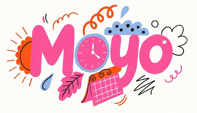 Ilustraci&oacute;n creativa de texto de Mayo