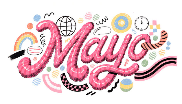 Ilustraci&oacute;n creativa de texto de Mayo